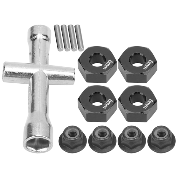 12 mm Hex-navadapter 6 mm tjock M4 flänslåsmuttrar Kryssnyckelsats för 1/10 RC CarBlack