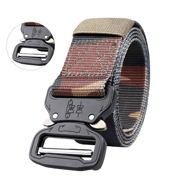 Utomhusträningsbälte Nylonvävbälte Andningsbart midjebälte med metallspänne för campingjaktvandring 3,8 cm bredd