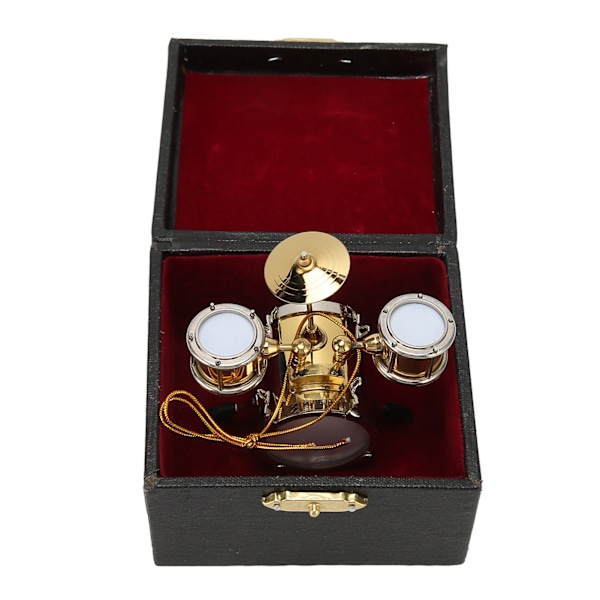 Miniatyrtrumset Replika Musikinstrument Modell Mini-trumset Dockhusprydnad Trumslagare Present Heminredning med ask