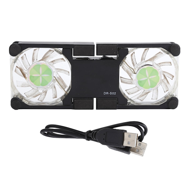 Bærbar Kølepude USB Foldbar Radiator Køler Stativ Lys Bærbar med AntiSkid Montering (Sort)