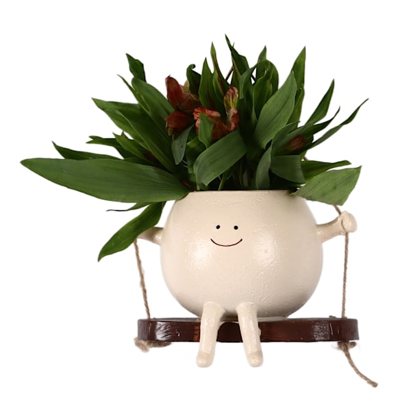 Swing Face Planter Harts Veggmontert Hode Planter Smilende Ansikt Sukkulenter Blomsterpotte for Innendørs Utendørs Dekor