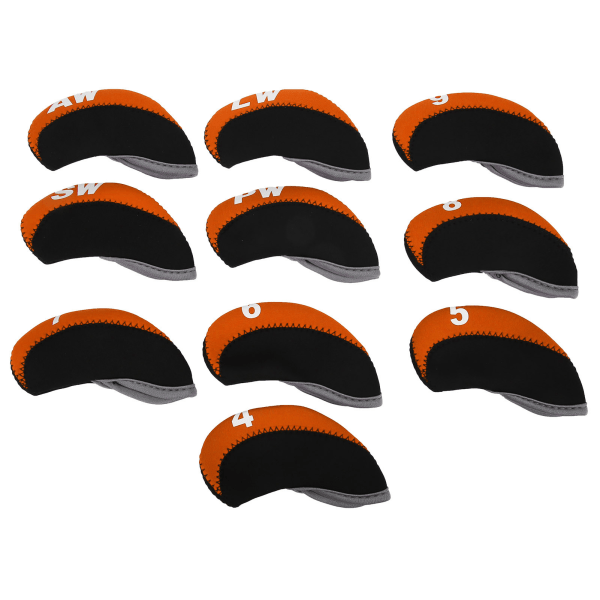 10 st/set Läder Golfklubba Iron Head Covers Golf Putter Club Head Protect Case SetOrange