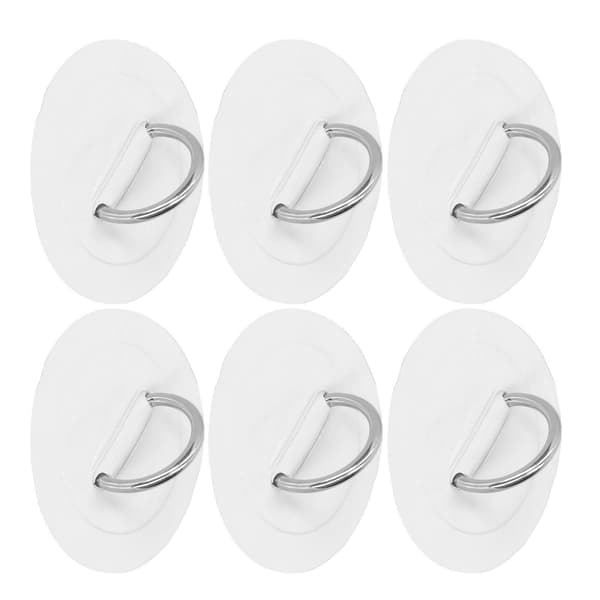 6 stk Oppblåsbare Båt Kajakk D-Ring Pute Patch Marine Fast Spenne med Elastisk Bungee-Snøre (Hvit)