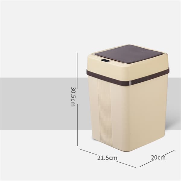 Trash Can 12L Smart Sensor Stall Handling Lid Simple Style Automatic Touchless Trash Can for Home Khaki Battery Powered