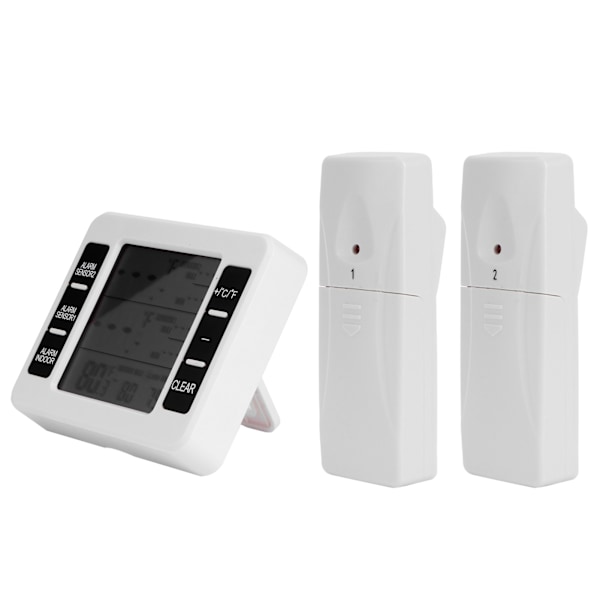 Kylskåpstermometer Trådlös inomhus LCD Digital Fryslarmtermometer med 2 sändare
