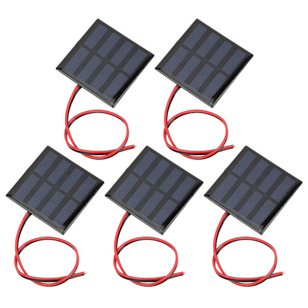 5 st Mini Solar Panel Power Supply Module Board med 30CM Red Black Line DC2V 150mA