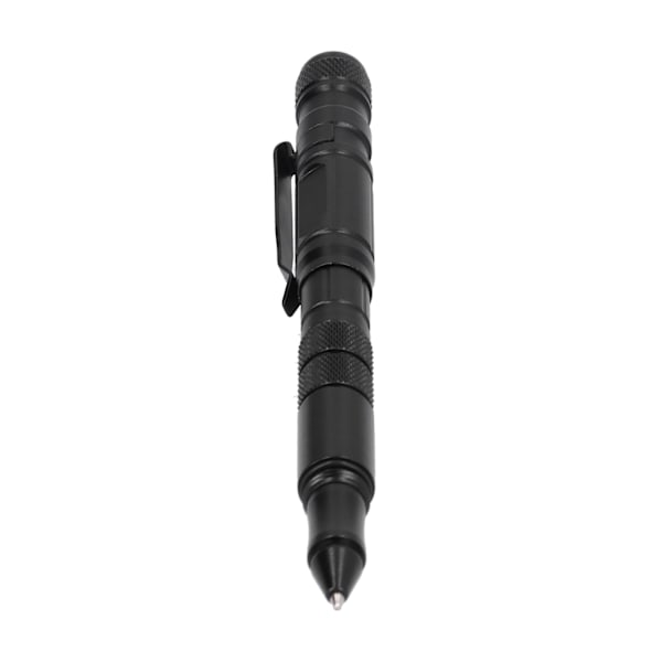 MultiTool Pocket Pen Selvforsvarsværktøj med LED-lommelygte Mini Cutter til udendørs brug (sort)