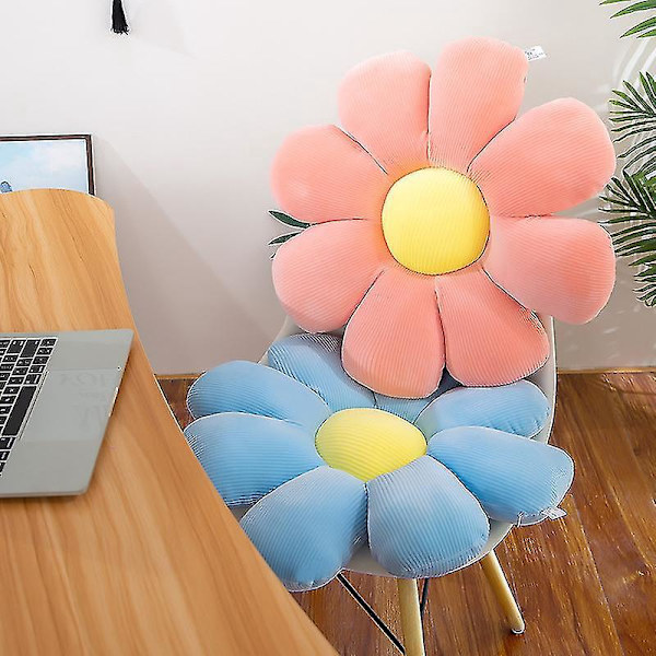 Mjuk plyschblomsterkudde för heminredning, mjuk tecknad stolskudde, soffkuddar för vardagsrum sovrum, födelsedagspresent - Blå 70x70 cm