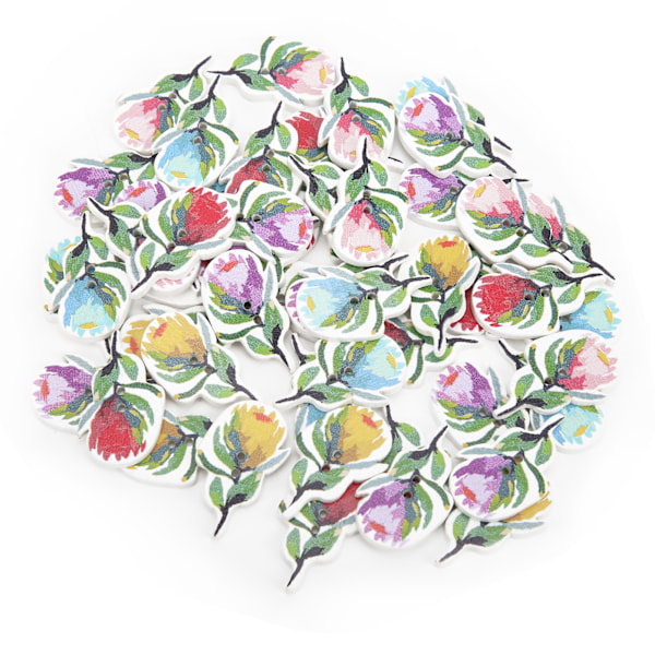 200 stk. blomsterformede treknapper, blandet dekorativ knapp, 2-hulls knapper for sying