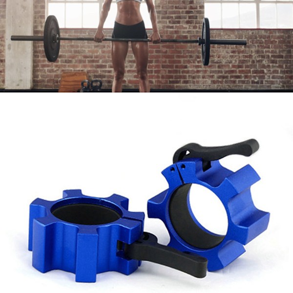 2 stk. 50 mm vægtstangslåse i aluminiumlegering med hurtigudløserlås til fitness- og bodybuilding-træning, blå