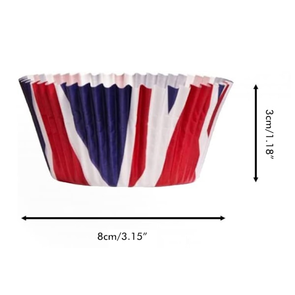 200 stk Union Jack Mini Pappkopper Cupcake Liners Cupcake Wrappers for Queen Platinum Jubilee Party Supplies Dekorasjoner
