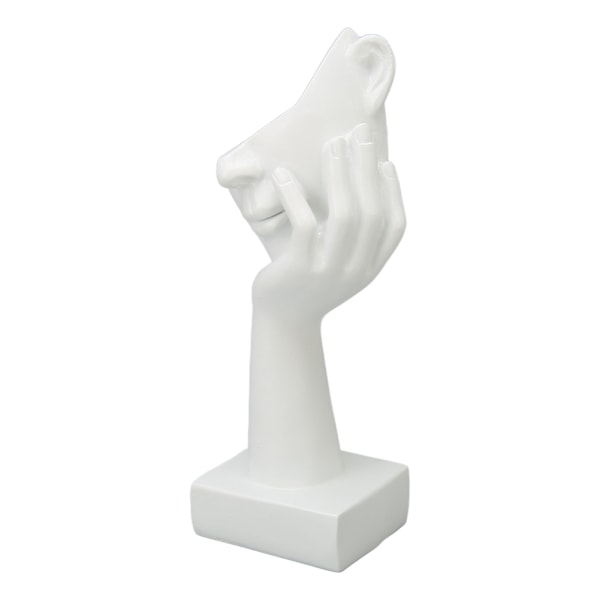 Tenker Ansikt Statue Resin Ansikt Skulptur Figur Borddekorasjoner for Stue Soverom Kontor Skrivebord Hvit