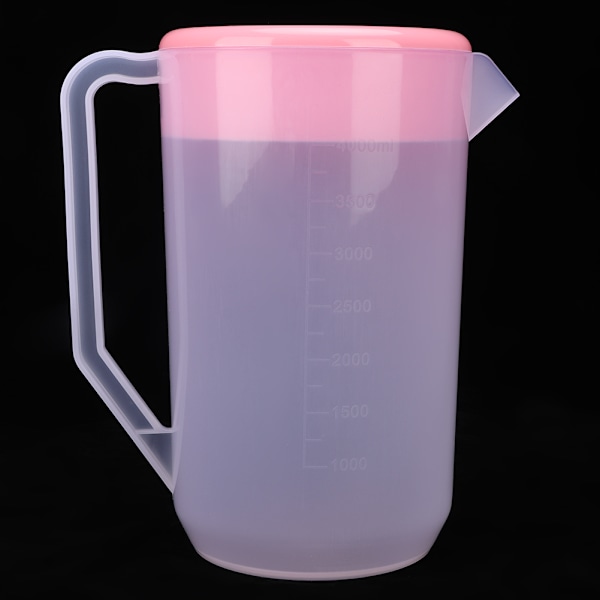 4 000 ml, stor kapacitet, giftfri plastkallvattenflaska (transparent rosa lock)