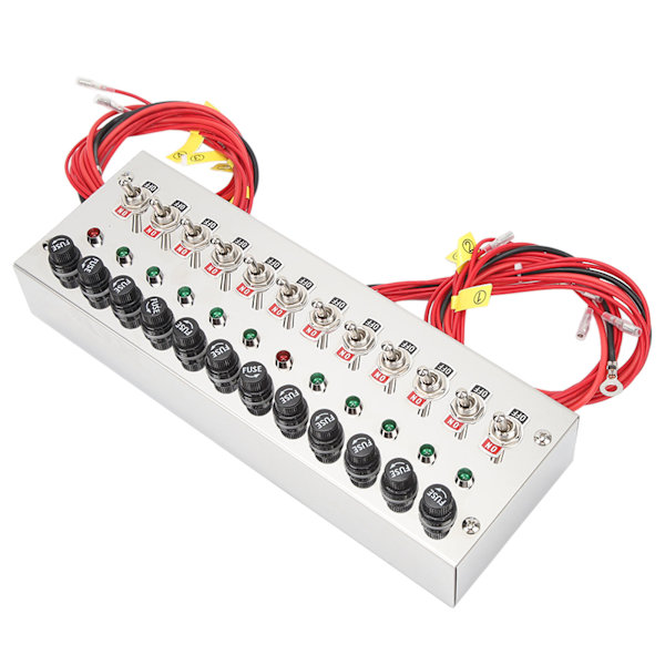 DC 12‑24V 12-gängs vippbrytarpanel Dash Mount Toggle ON Off Switch Panel för racerbilar Lastbilar Yachts Fartyg