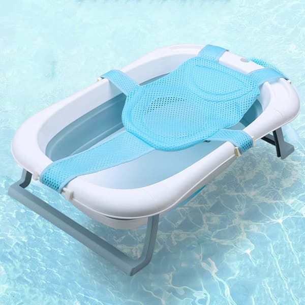 Infant Bath Seat Adjustable Length Shower Support Sling Net Bathtub Mesh Hammock Cradle Bed Light Blue