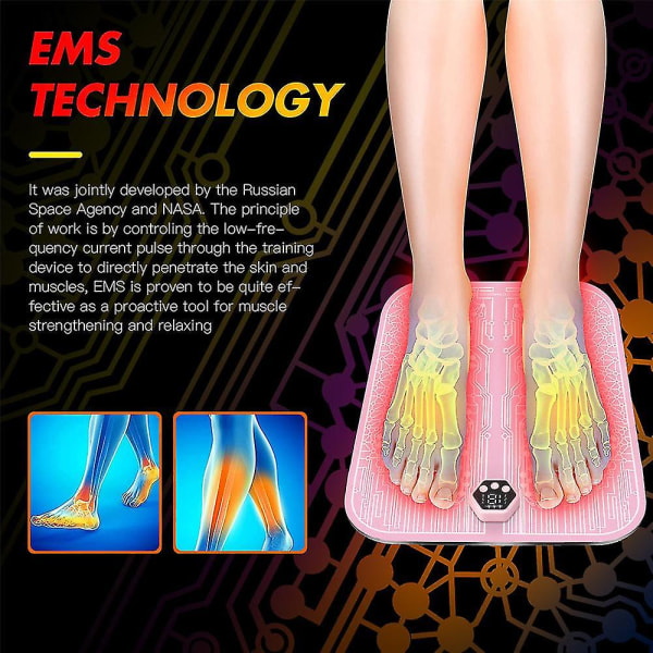 Smart Ems Foot Massager Måtte Pad Ben Slankende Blodcirkulation Smertelindring Usb Opladning pink