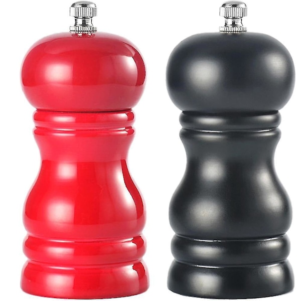 Solid Wood Manual Pepper Grinder - Röd och svart pepparkvarn