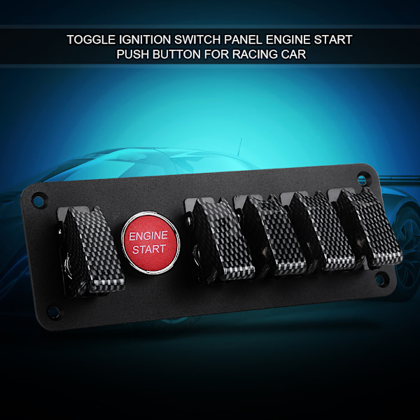 12V 6 grupp vipp Tändningsströmbrytare Panel Motor starttryckknapp för racingbil kolfiber