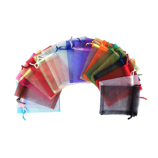 Presentpåsar i tyg, 100 st Multicolor Organza presentpåsar för bröllopsfavoriter 10*15 cm