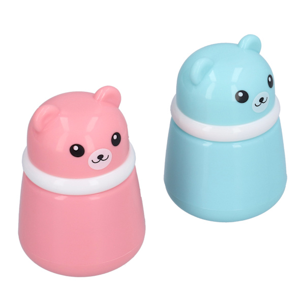 2 stk Cartoon Bear Pudder Puff Box tom efter bad Puff Box Body Powder Container til Hjem Rejse Cartoon Bear