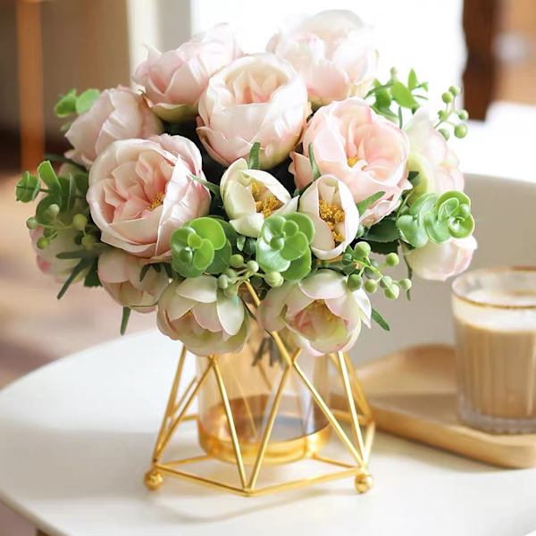 16x14cm Vas Guld Dekorativ Klart Glas Robust Blomstervas För Bröllop Arty