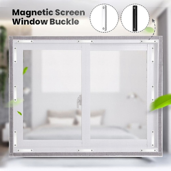 Magnetiske Vindusnettklips - 12 stk Hvit, Selvklebende, Insektsbeskyttelse