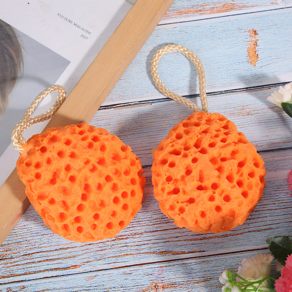2 st Spädbarnsbadsvamp Gnid Kroppsmjuk Badskrubb Barndusch Skummande Bath BallOrange