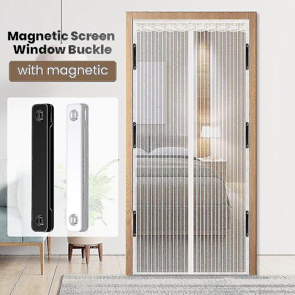 Magnetiske Vindusnettklips - 12 stk Hvit, Selvklebende, Insektsbeskyttelse