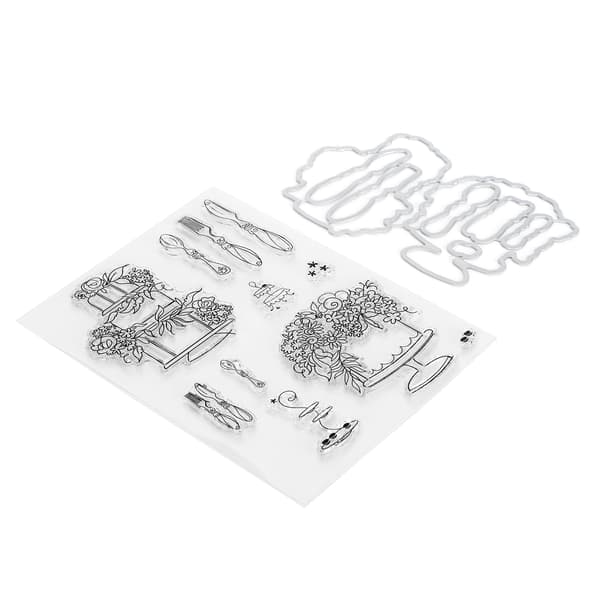 Transparent Stempel TPR Preget Scrapbook Servisemønster Dekorasjon med Knivform