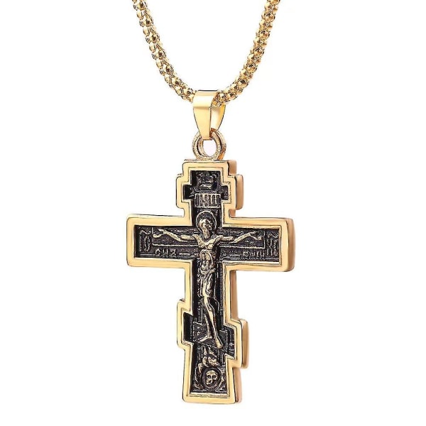 Anniyo rysk ortodox kristendomskyrka Eternal Cross Berlocker Hänge Halsband Smycken Ryssland Grekland Ukraina #072604 B