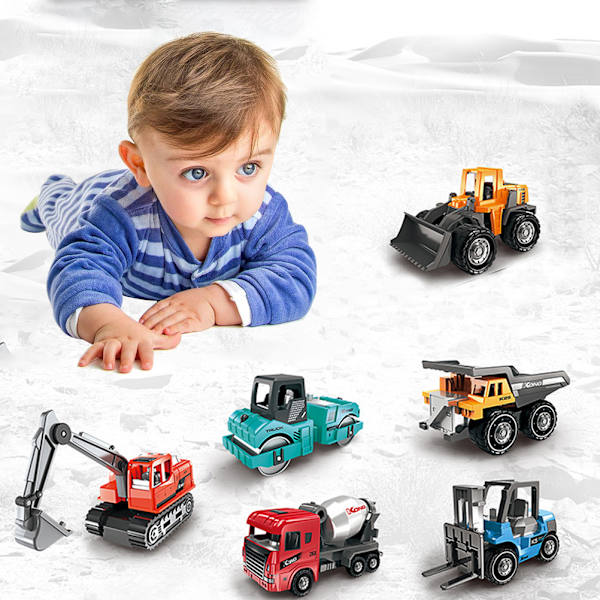 6 kpl Mini Rakennusajoneuvot Automallit Leikkikalut Lapsille Seos Kaivinkone Kuorma-auto Autot Sarja Lahja Lapsille
