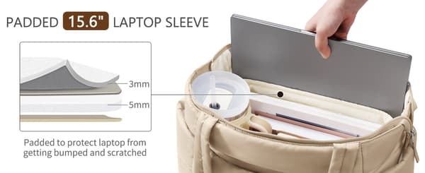 Stor pufferväska för kvinnor, 15,6" laptopfodral, 20L svart Black