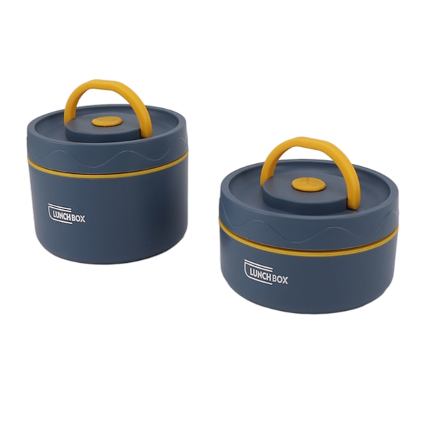 Bento Lunchboks Rund med Lopp Pose Lekkasikkert Rustfritt Stål Sikker Stor Kapasitet Lett å Rengjøre Lunchboks for Kontor 2 Mikrobølgeovn