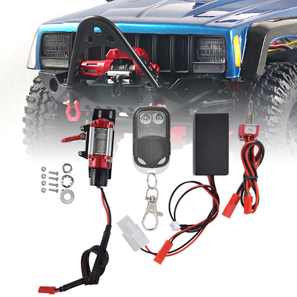 RC-auto Metal Winch kaukosäätimen lisävarusteilla sopii Axial SCX10 90046 D90 1/10 RC Crawler -kuorma-autolle