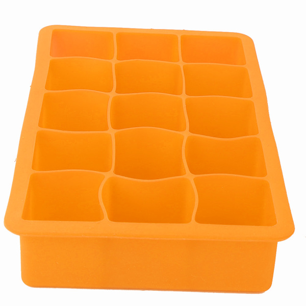 15 rutnät silikon isbricka DIY iskuber Mögelmaskin för hem kök Bartillbehör Orange
