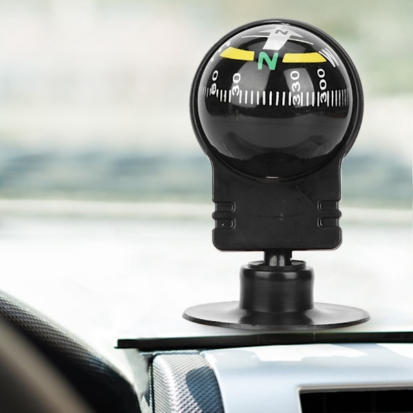 2 st LC282 ABS Bärbar Bilkompass Guide Ball med Sugkopp Utomhus Navigationsverktyg