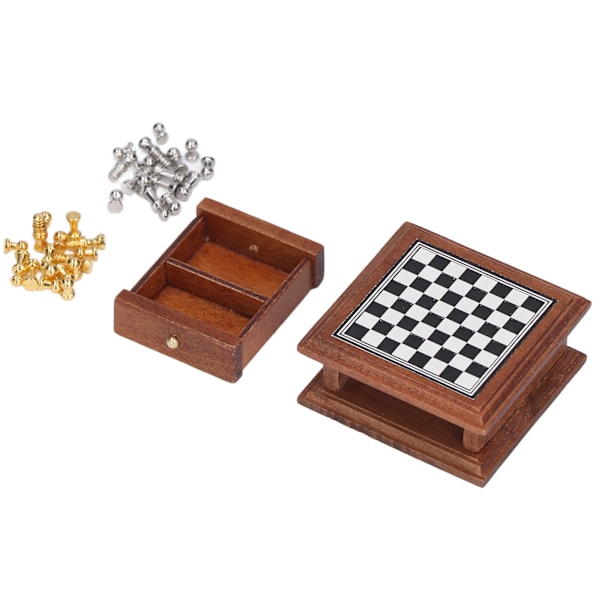 Miniatyrschackset 1:12 Dockhus Utsökt minischackset Heminredningspresent