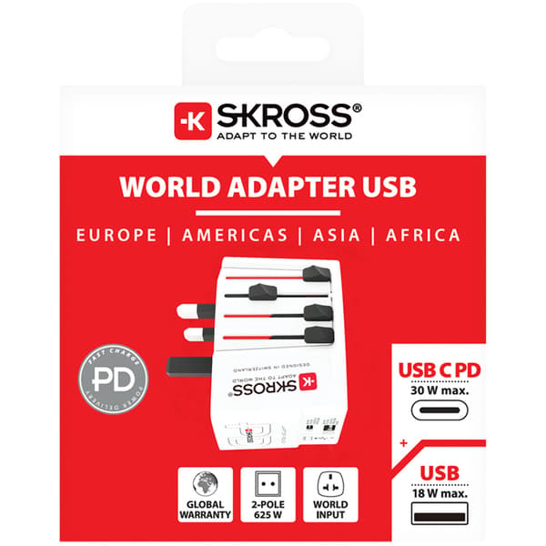 Rejseadapter USBA+C PD 30W, universal, ujordet 240