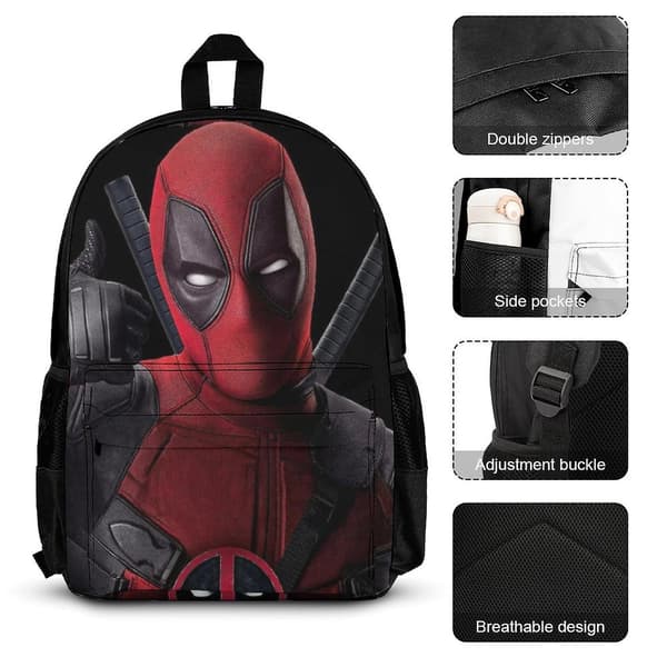 Deadpool 3 kpl reppusetti lounaskassin ja penaalin kanssa Yksi koko