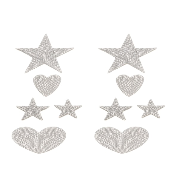 10 stk. Stjerneformede Rhinestone Applikationer Selvklæbende DIY Hjerte Stryge-på-mærker Sy-på-mærker til Hatte Tasker Jakker