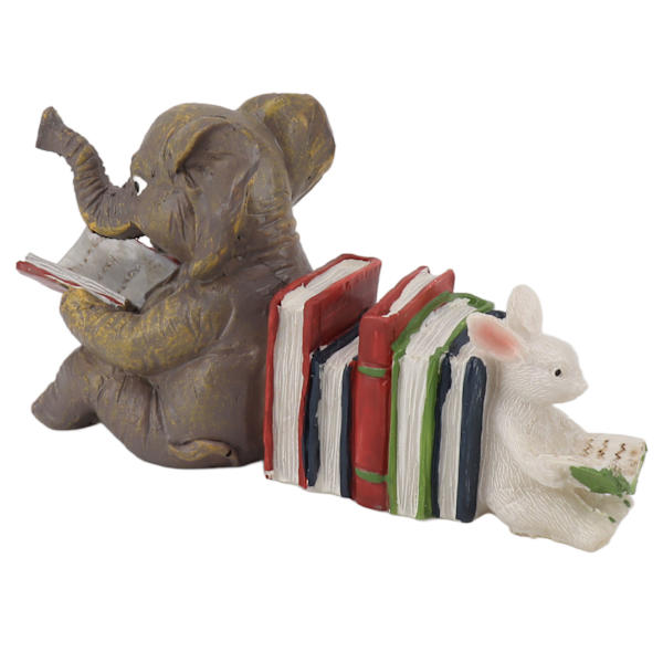 Statue Dekoration Elefant Kanin Læsning Harpiks Holdbar Have Skulptur Dekoration til Skrivebord Udendørs Have Kontor
