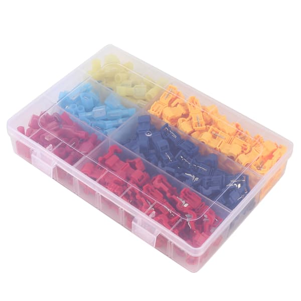 T Wire Connector Quick Connect Electrically Insulated Terminal Kit Set with Storage Box 240pcs