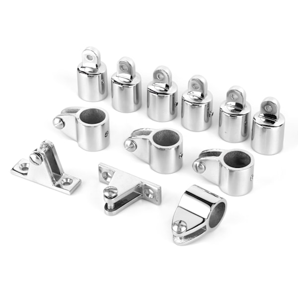 12-delarsats med 6 st. käk-glidskenor, 4 st. ögonändlock, 2 st. däckgångjärn, 3 st. båge, Bimini-toppbeslag, båttillbehör, 22 mm (7/8 tum)