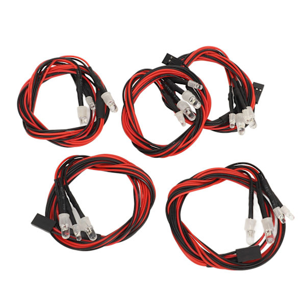 5 kpl RC-auton LED-valot Universaali Korkea kirkkaus 2 valkoista valoa 5 mm lamput 2 punaista valoa 3 mm lamput 4 LED RC-valosarja