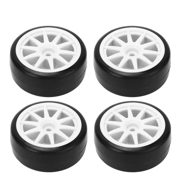 4 stk RC Drift Dæk Hjul Gummi Plast Hårde Dæk til Biltilbehør 12mm Hex Sort