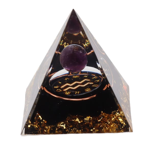 5 cm Orgonitpyramid för positiv energiläkning Kristallpyramidmeditation Orgonitpyramider Chakra Zodiac Energy Generator Vattumannen