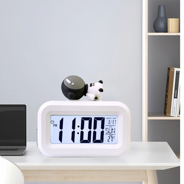 Elektronisk klocka Söt tecknad LED-skärm Desktop Elektroniskt larm Data Tidskalender Temperaturklocka Spaceman