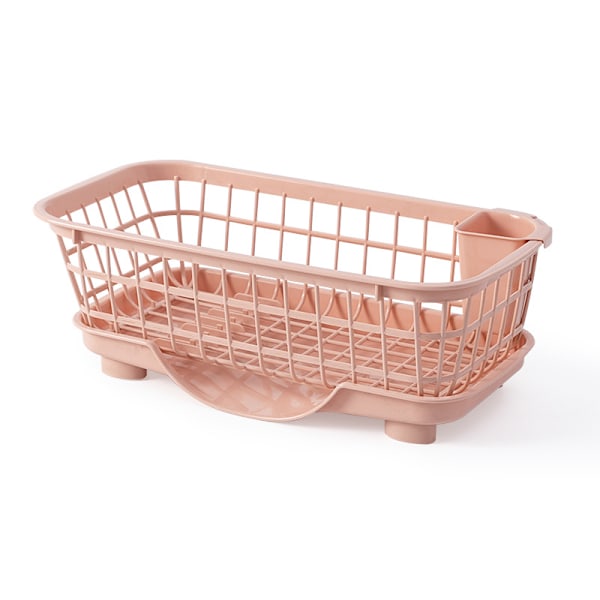Disktorkningsställ Snabb dränering Löstagbar botten Dräneringsbräda Design Kraftig plast Diskavlopp för diskgaffel Ätpinnar Rosa