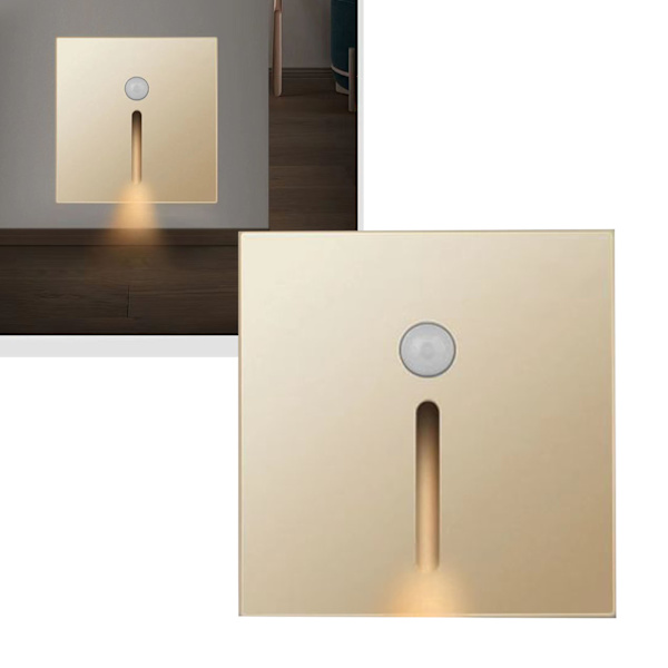 LED Motion Sensor Night Light ABS Small LED Induction Lamp for Bedside Corridor Hall Gold