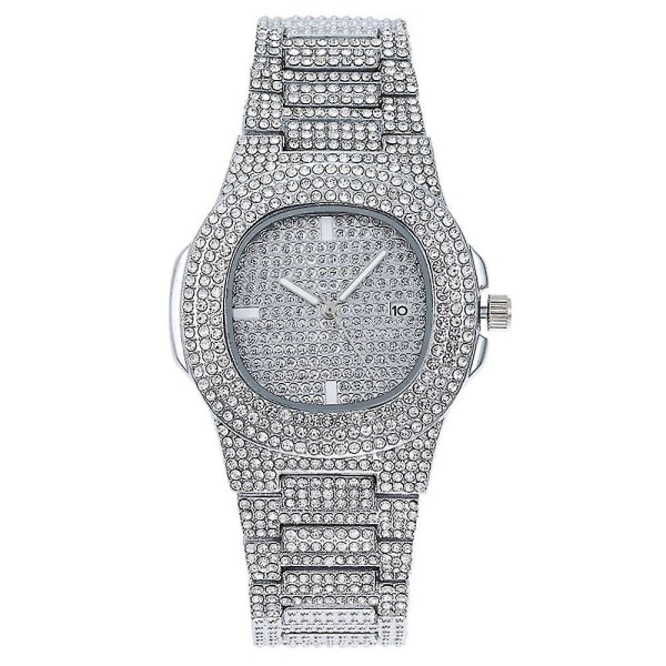 Bling Diamond Rhinestone Watch Unisex Quartz Armbandsur Kvinnor Män Watch silver
